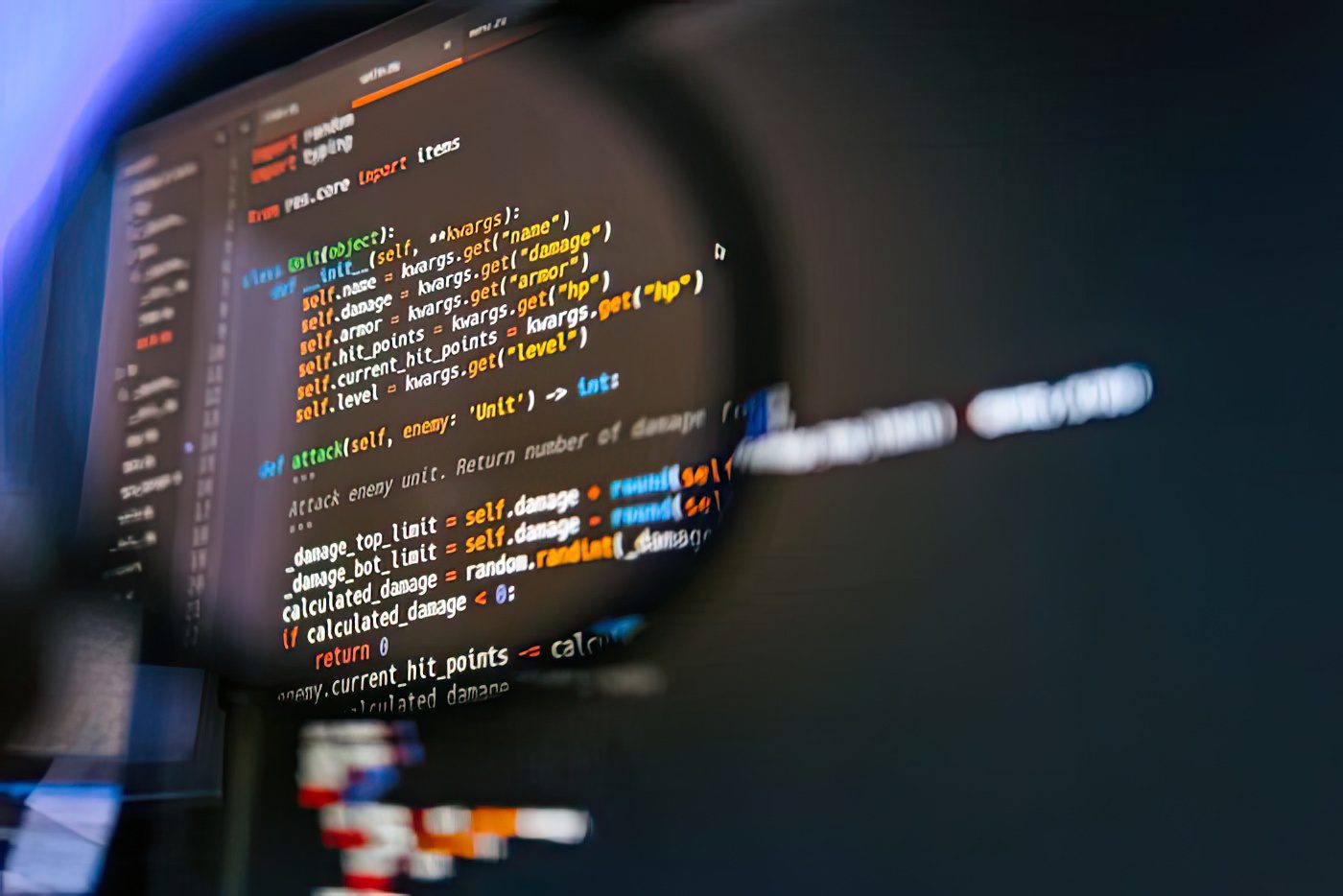 Code editor showing an IndentationError in Python.