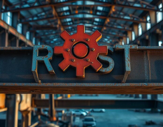 Rust programming language logo on a dark background