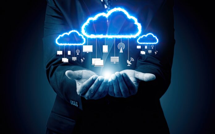A futuristic cloud computing environment with automated serverless functions running seamlessly.