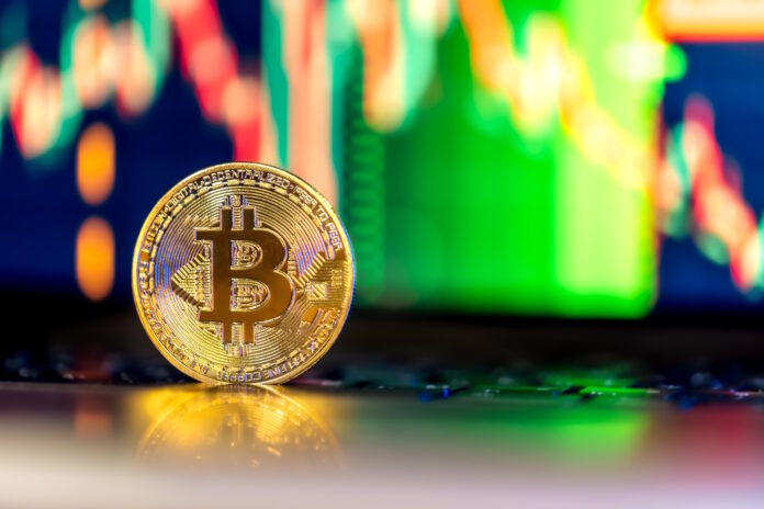 A dynamic market-themed image illustrating Bitcoin’s price surge linked to U.S. economic policy shifts and geopolitical uncertainty.