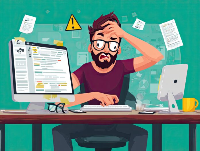 Illustration showing common SEO mistakes on a website.