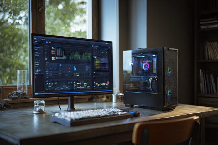 A desktop computer with a single GPU running DeepSeek R1 AI model