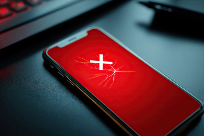 A smartphone displaying an error message indicating X outage