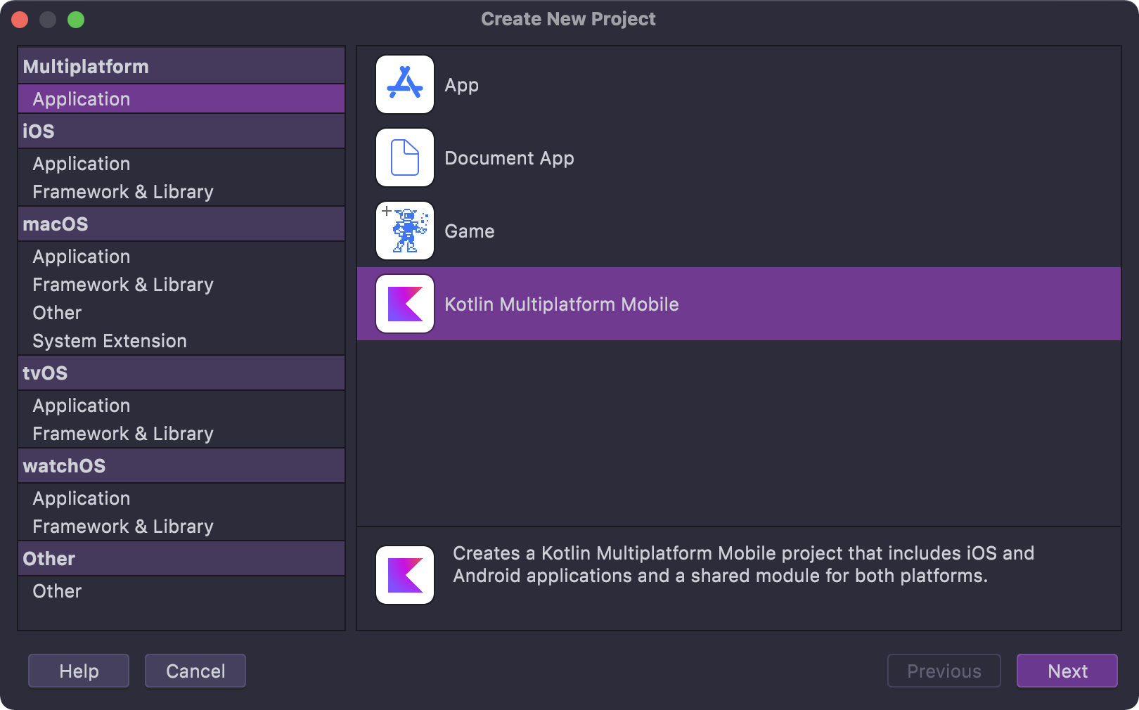 IntelliJ IDEA interface with a Kotlin Multiplatform project structure