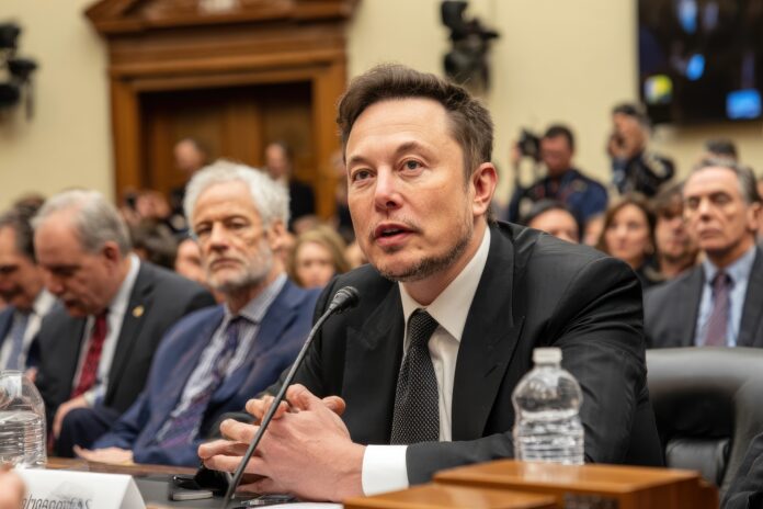 Elon Musk in a discussion with lawmakers about driverless vehicle regulations.
