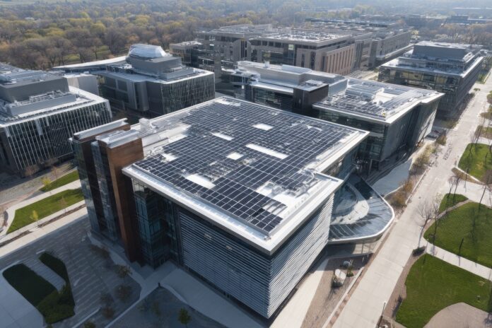 Researchers working in a clean energy research facility.