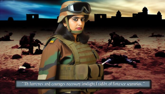 A soldier wearing combat gear on the front line