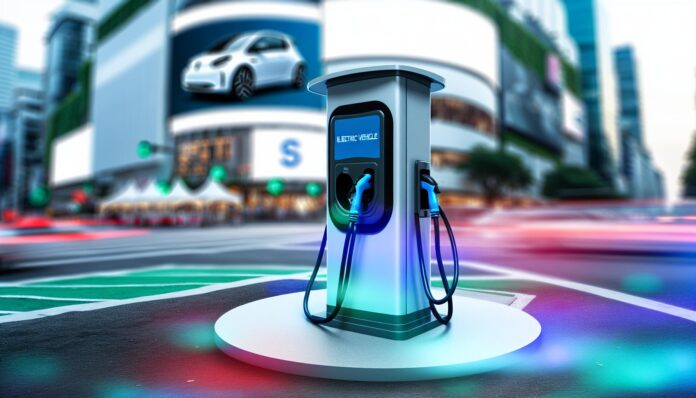 A Volteras EV Charging station in an urban environment