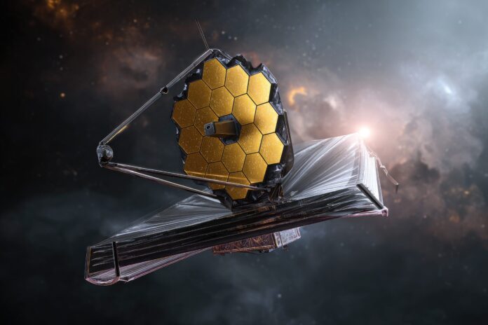 James Webb Space Telescope observing distant galaxies in deep space