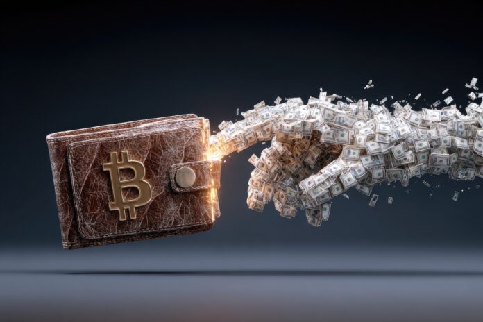 Visual representation of a Bitcoin wallet receiving a large transaction
