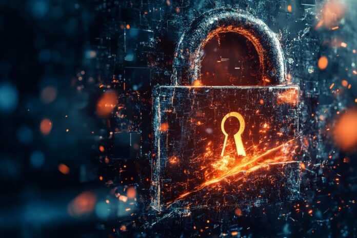 A digital lock breaking open to reveal erased files with the Anubis ransomware logo.