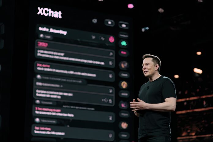 Elon Musk introduces XChat to the world stage, highlighting its encrypted messaging features.