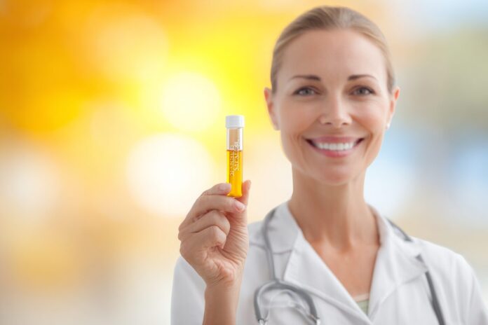 A healthcare professional holding a vial labeled 'Stem Cell Therapy' with a bright, hopeful background.