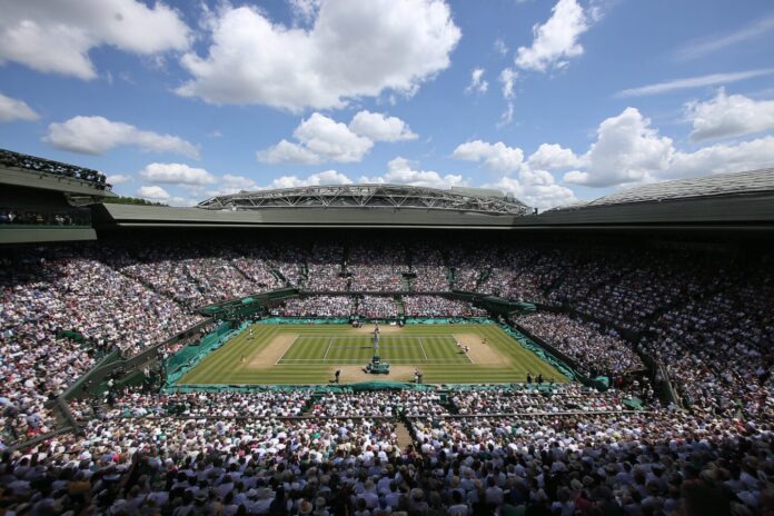 Centre Court Wimbledon panoramic view with full crowd