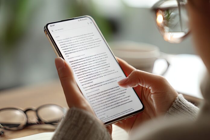Google NotebookLM app user exploring document summarization feature on a smartphone.