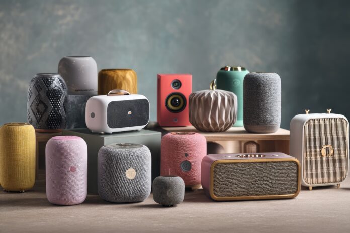 Various top-rated Bluetooth speakers displayed on a table