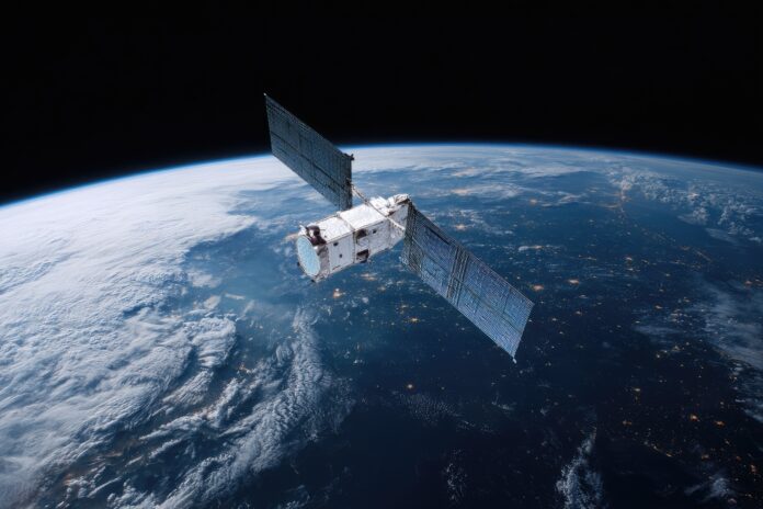 Satellite view of China’s BeiDou navigation satellites orbiting the Earth, representing alternatives to GPS.
