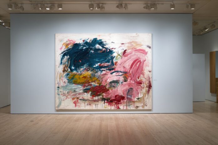 Tracey Emin painting on view at Yale Center for British Art with bold brushstrokes and emotional subject matter