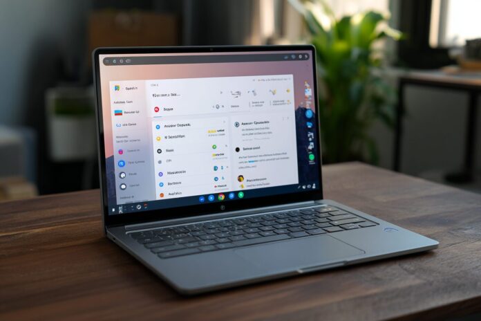 Chromebook with ChromeOS M137 dashboard showing accessibility and audio settings