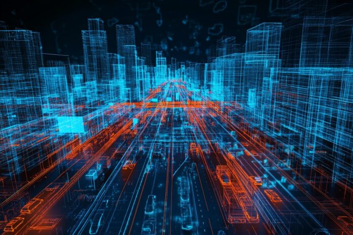 A digital twin simulation of city traffic patterns and infrastructure