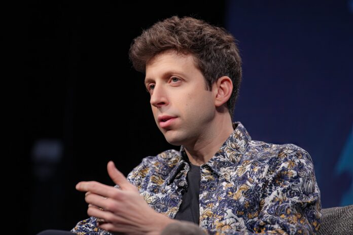 Sam Altman speaking about AI privacy at a technology conference.