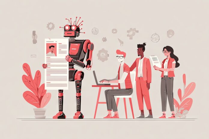 Conceptual illustration of AI analyzing job candidates