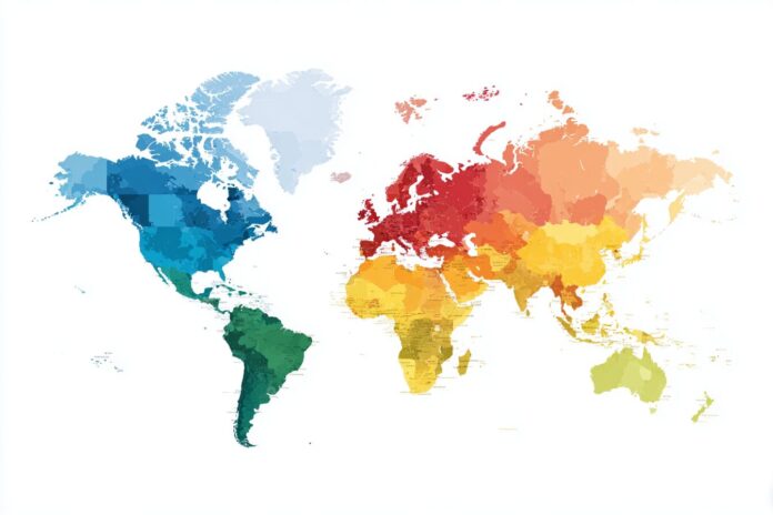 Color-coded world map showing mobile web traffic percentages by region.