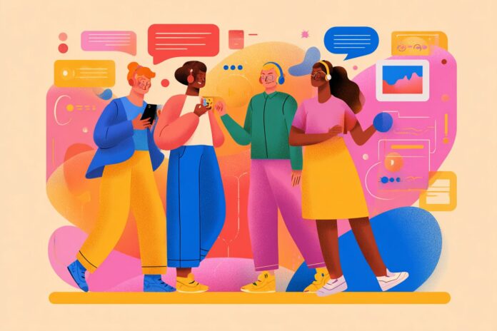 Illustration of Slack’s new AI features transforming team collaboration.