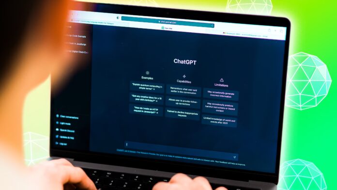 A person using ChatGPT on a laptop, organizing multiple projects on the screen.