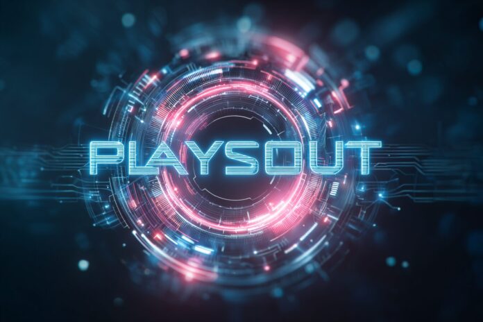 PlaysOut logo with futuristic digital graphics representing mini-game technology