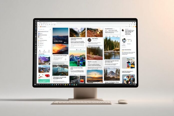 Windows 11 desktop featuring Copilot Discover news feed with large story cards