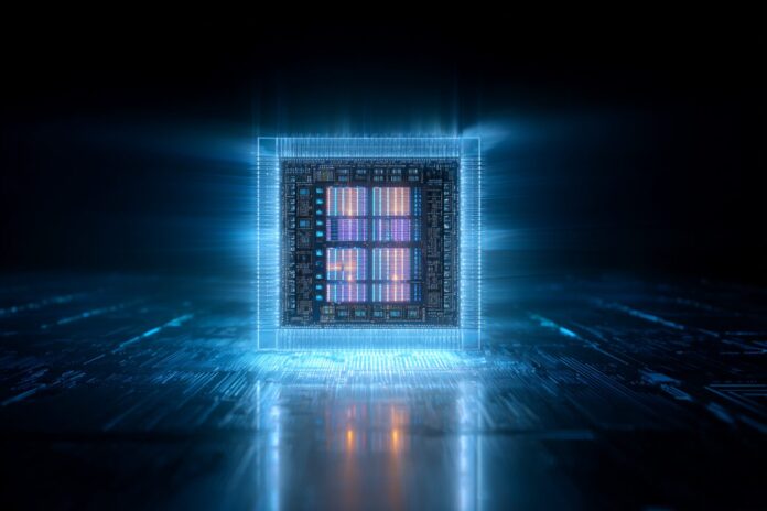 Intel Nova Lake desktop CPU with multiple cores visualized as a digital processor.