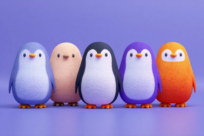A group of colorful Pudgy Penguin NFT avatars in digital art style.