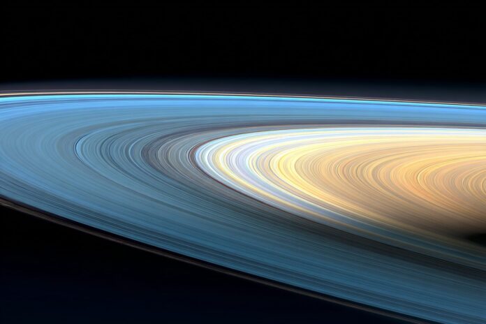 A striking view of Saturn's icy rings from space.