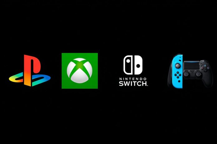 PlayStation games logos alongside Xbox, Nintendo Switch, and PC hardware