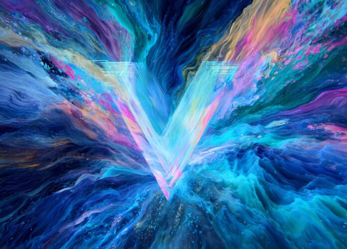 Abstract visual concept of AI video generation with dynamic digital graphics representing Sora 2 and Google's Veo 3.