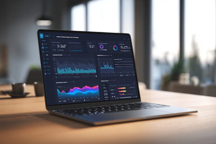 Laptop screen displaying results from an AI content detector dashboard