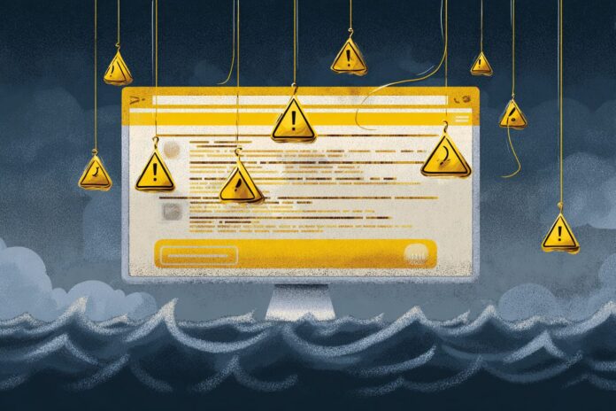 A warning banner about phishing attacks on the PyPI homepage.