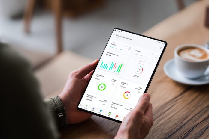 Samsung One UI 8 interface showcasing security dashboard on a Galaxy foldable device