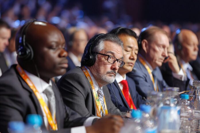 Delegates at the BRICS Summit 2025 in Rio discussing AI policy