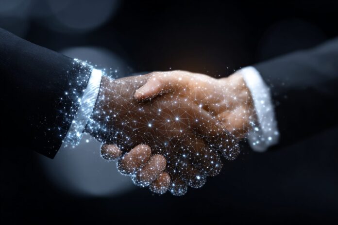 WLFI and Vaulta digital handshake symbolizing a Web3 banking alliance