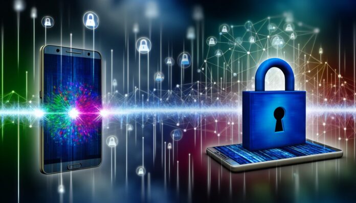 Lock and smartphone symbolizing data security breach at a telecom company.