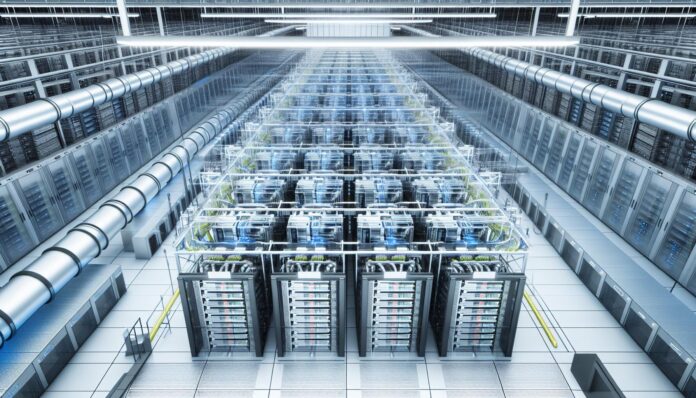 Google data center with servers and cooling infrastructure