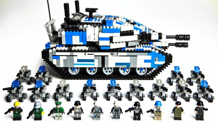 LEGO Republic Juggernaut Turbo Tank 2025 Edition set on display with minifigures