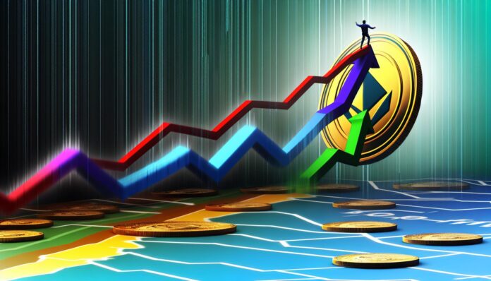 A digital representation of Humanity Token surging against a bearish crypto market chart.