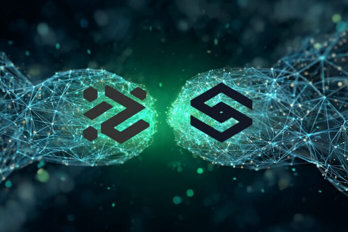 LayerZero and Stargate logos merged with blockchain motifs