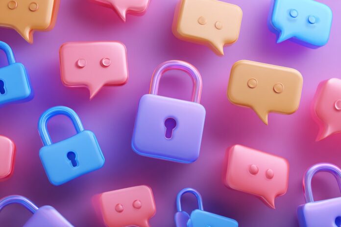 Lock and chat bubbles illustrating AI data privacy