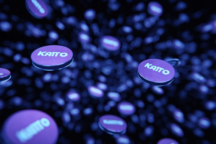 Kaito logo on digital background illustrating token distribution and airdrops.