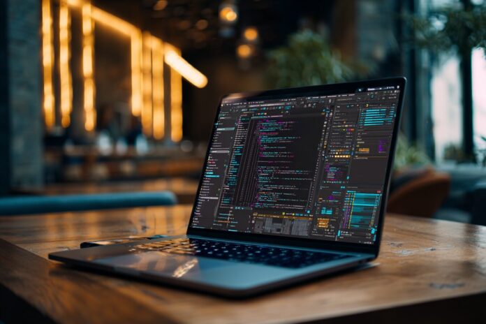 Laptop showing terminal window running AI model