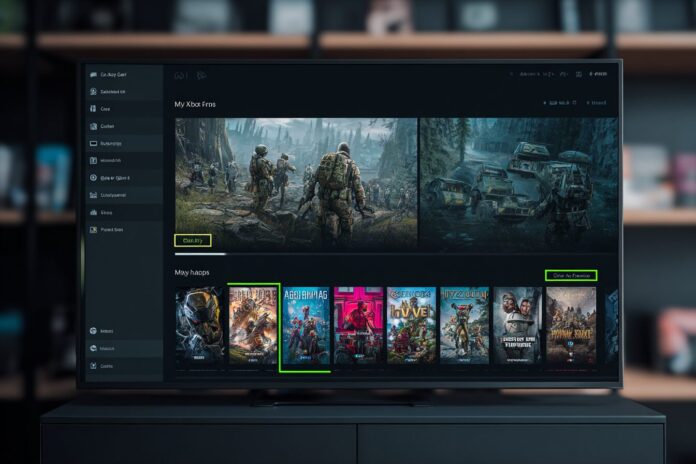 Screenshot of Xbox console interface showing the new 'Free with Xbox' library tab highlighted in the My Games & Apps section.